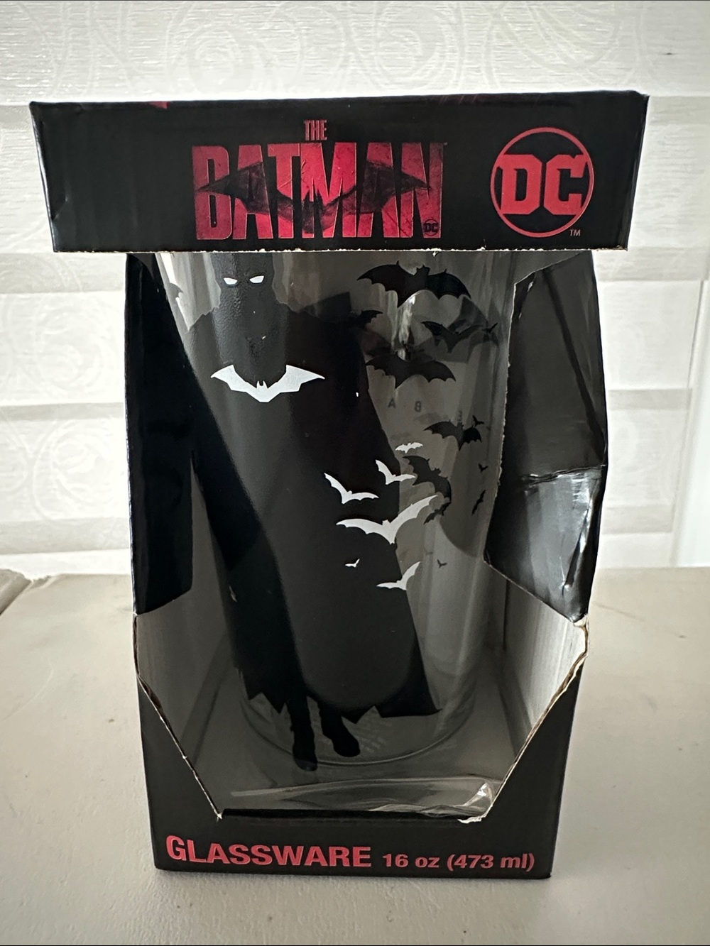 DC The Batman Black Pint Glass with White Bat Motif